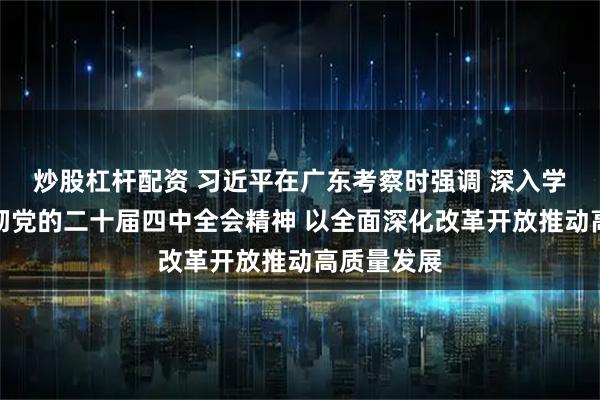 炒股杠杆配资 习近平在广东考察时强调 深入学习宣传贯彻党的二十届四中全会精神 以全面深化改革开放推动高质量发展